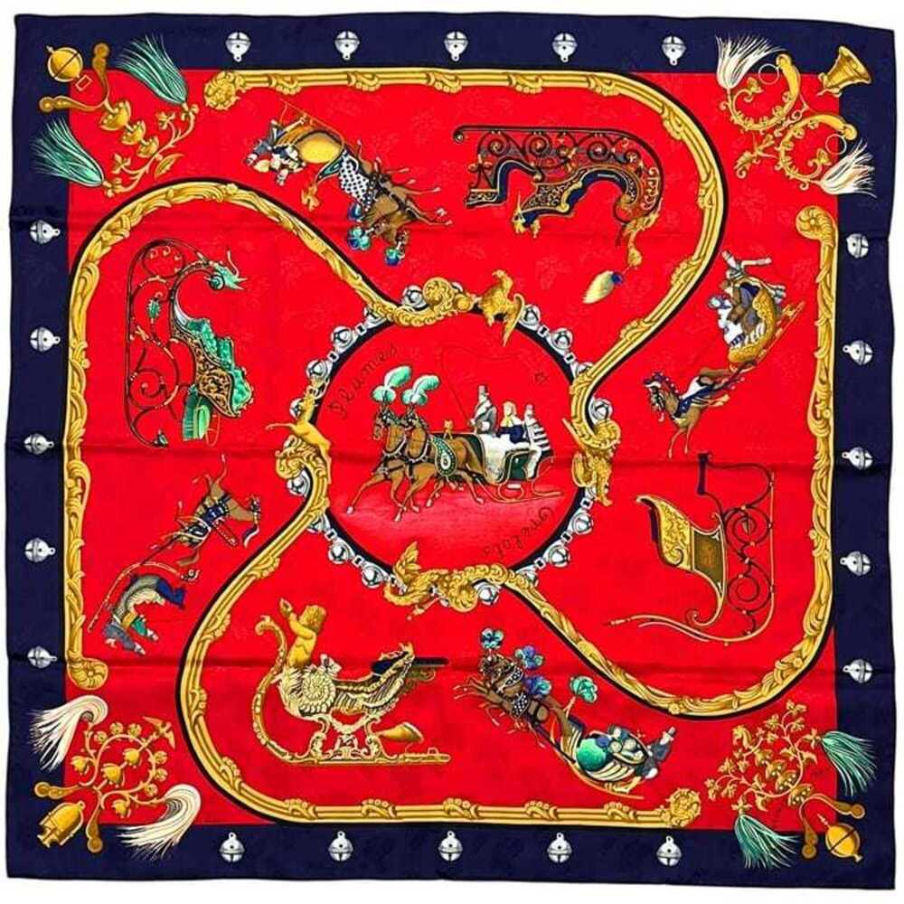 HERMES Authentic Red Silk Scarf
